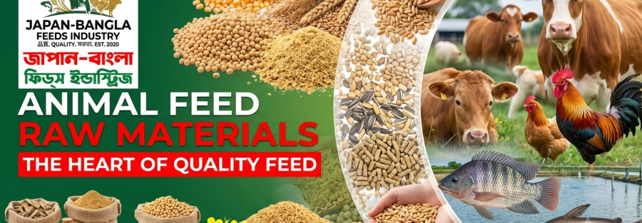 Japan-Bangla Feeds Ind. Ltd. modern factory in Gazipur processing high-quality animal feed raw materials in Bangladesh for poultry, fish, and cattle nutrition.