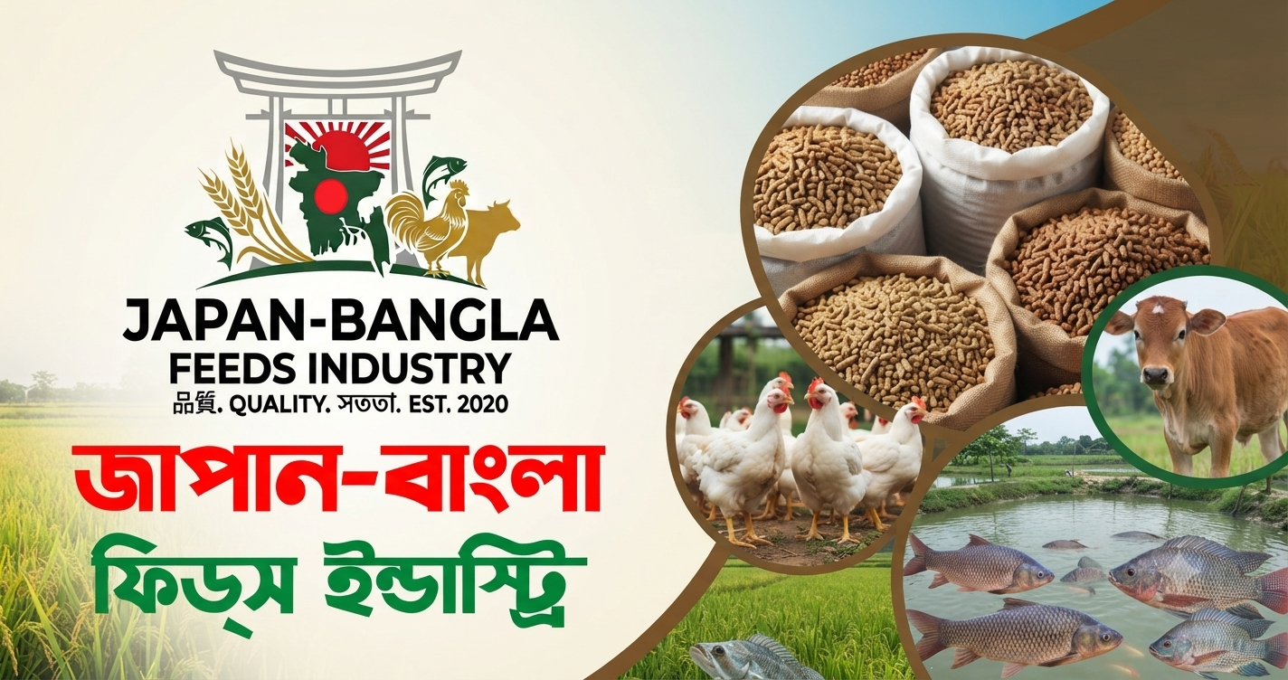 Japan-Bangla Feeds Ind. Ltd. modern feed production facility in Bangladesh producing premium animal feed for poultry fish and cattle farming.