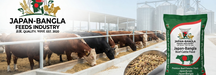 Premium beef cattle feed manufactured by Japan-Bangla Feeds Ind. Ltd. in Bangladesh for healthy livestock growth and higher meat yield