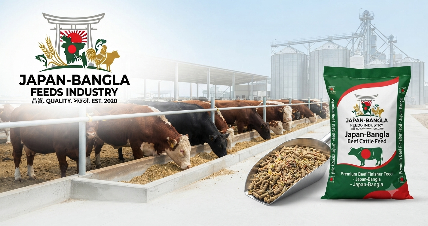 Premium beef cattle feed manufactured by Japan-Bangla Feeds Ind. Ltd. in Bangladesh for healthy livestock growth and higher meat yield
