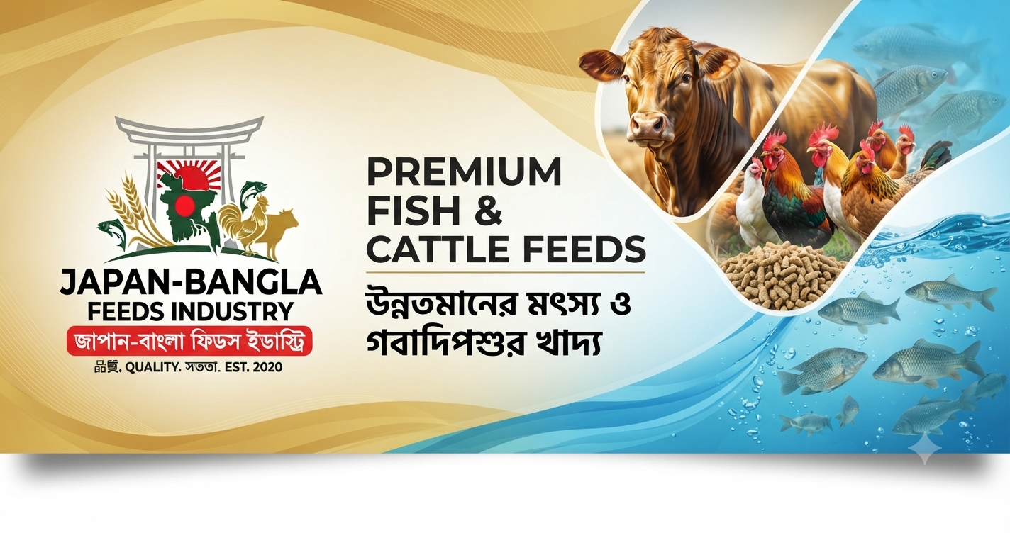 Japan-Bangla Feeds Ind. Ltd. premium fish feed and cattle feed pellets for healthy livestock growth in Bangladesh farms