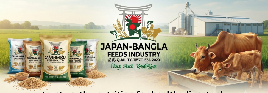 Japan-Bangla Feeds Ind. Ltd. premium cattle feed bags for healthy dairy cows in Bangladesh farms.