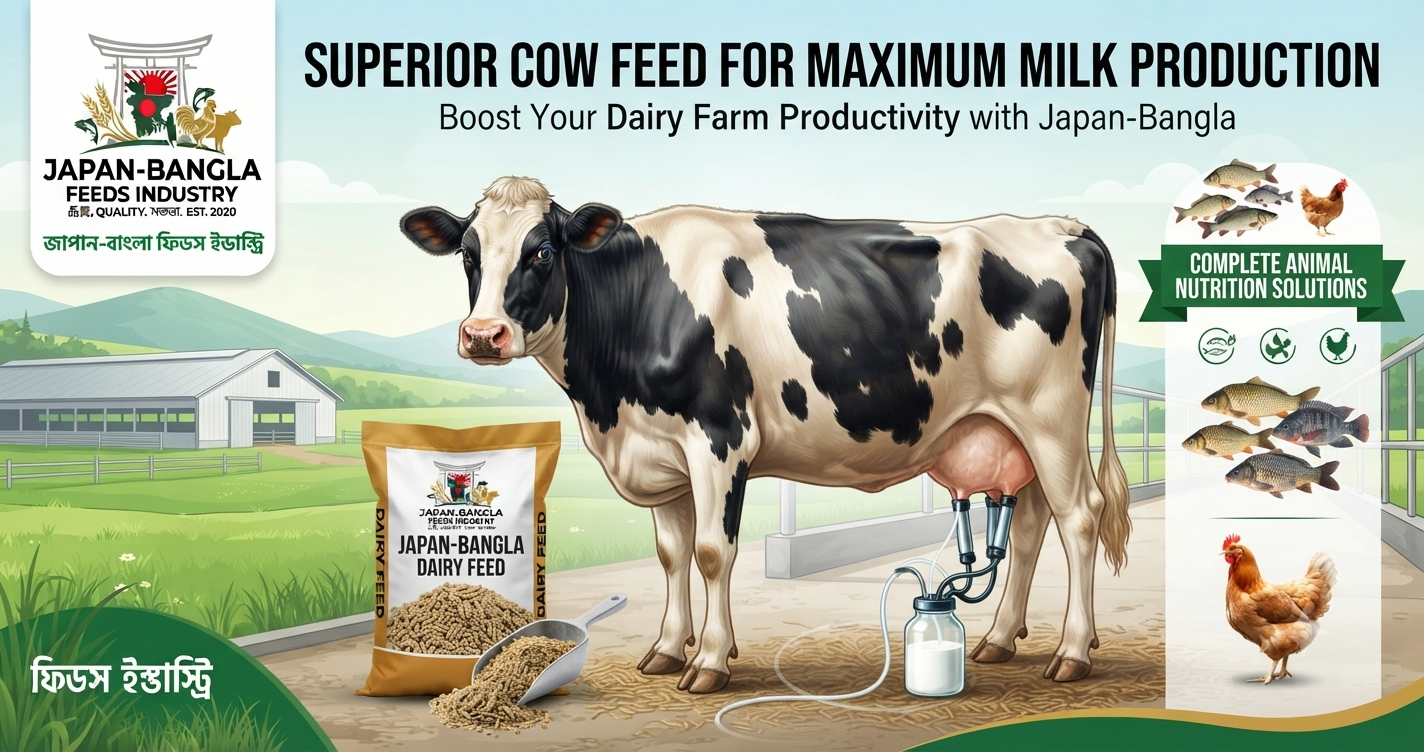 High-quality cow feed for milk production in Bangladesh from Japan-Bangla Feeds Ind. Ltd. enhancing dairy nutrition and farm productivity.