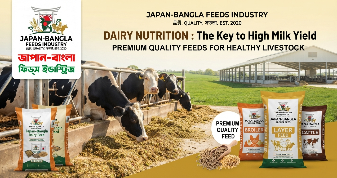 High-quality dairy farming feed from Japan-Bangla Feeds Ind. Ltd. in Bangladesh supporting healthy cattle and higher milk production.