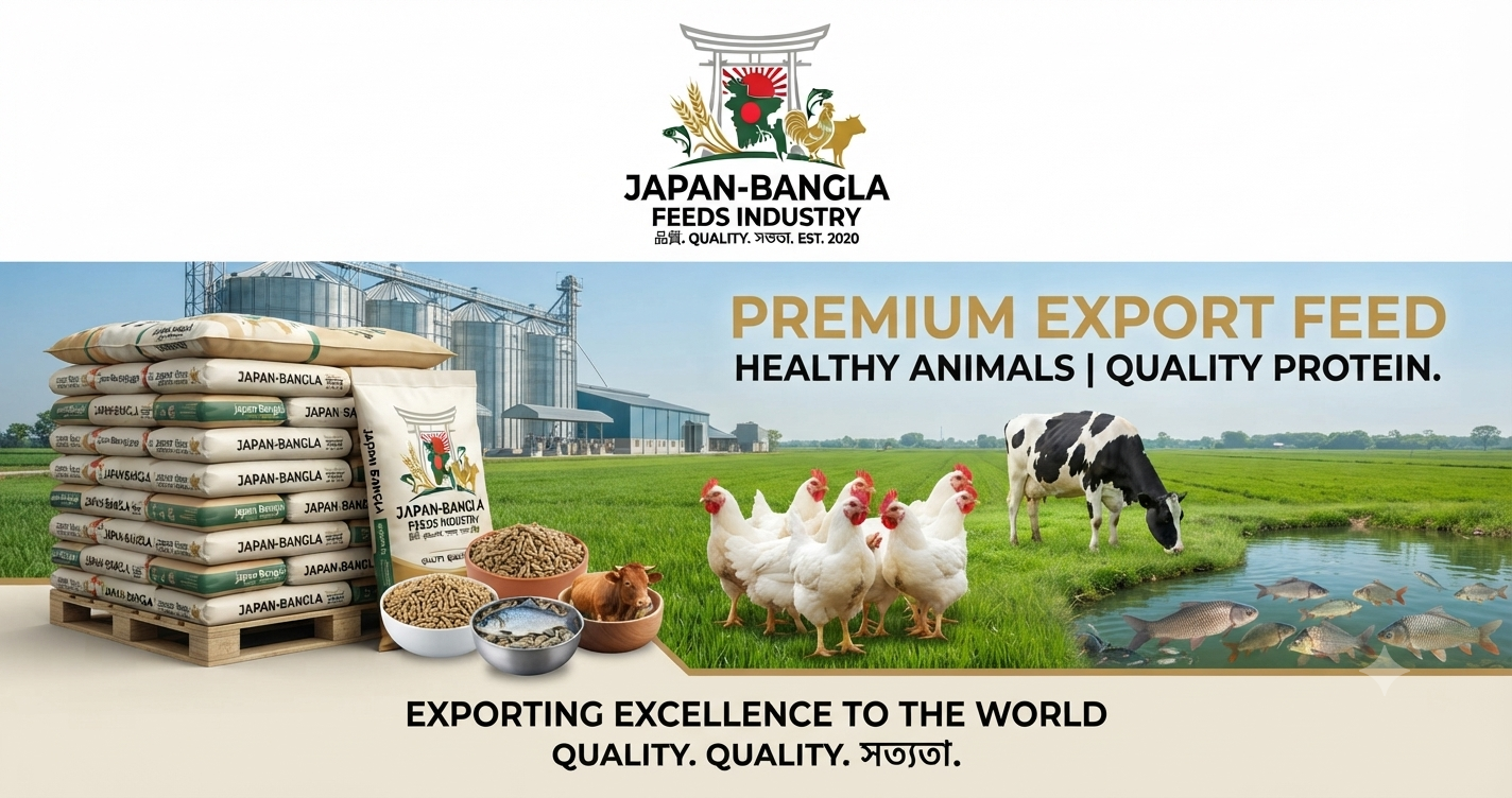 Japan-Bangla Feeds Ind. Ltd. premium animal feed products for poultry fish and cattle export from Bangladesh
