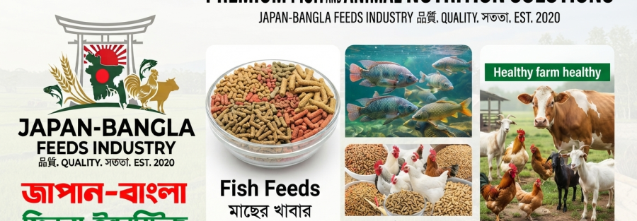 Japan-Bangla Feeds Ind. Ltd. high-quality commercial fish feed pellets for healthy aquaculture in Bangladesh ponds and farms.