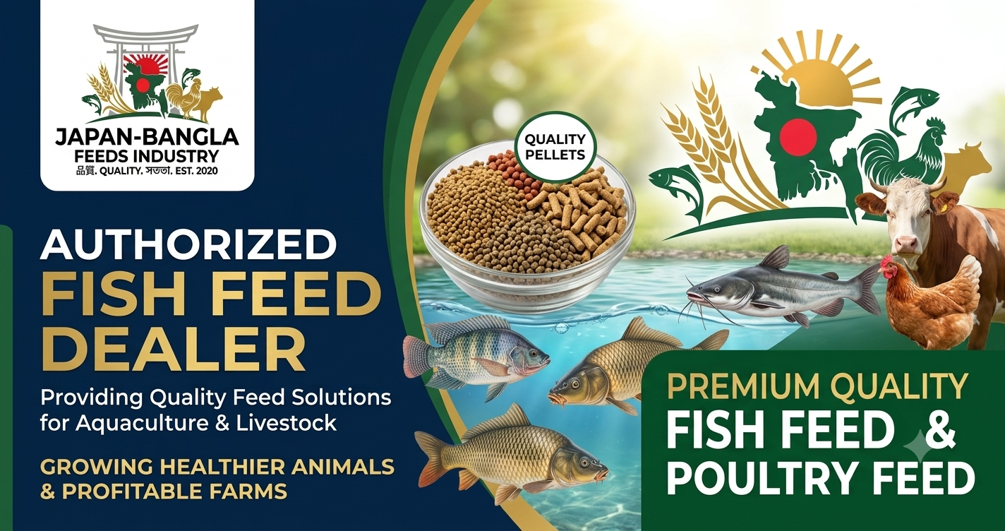 Japan-Bangla Feeds Ind. Ltd. premium fish feed pellets for aquaculture in Bangladesh ponds