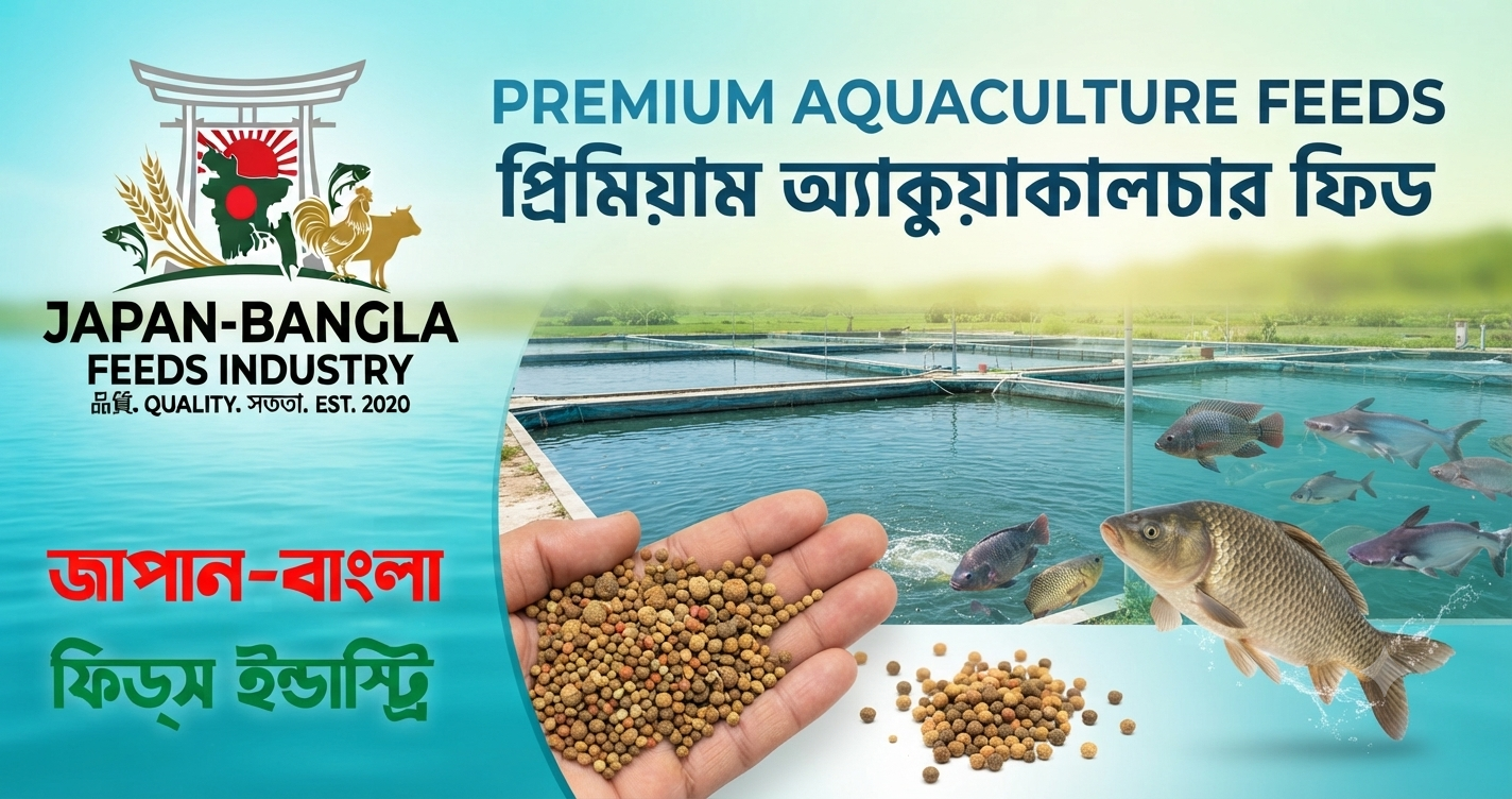 Japan-Bangla Feeds Ind. Ltd. modern fish feed production facility in Bangladesh showcasing high-quality aquafeed manufacturing process