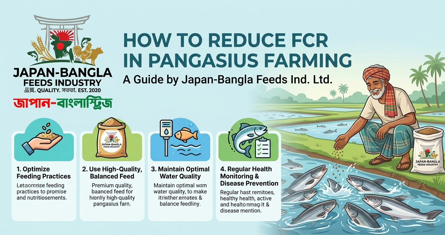 Pangasius fish swimming in a well-managed pond using premium feed to reduce FCR in pangasius farming.
