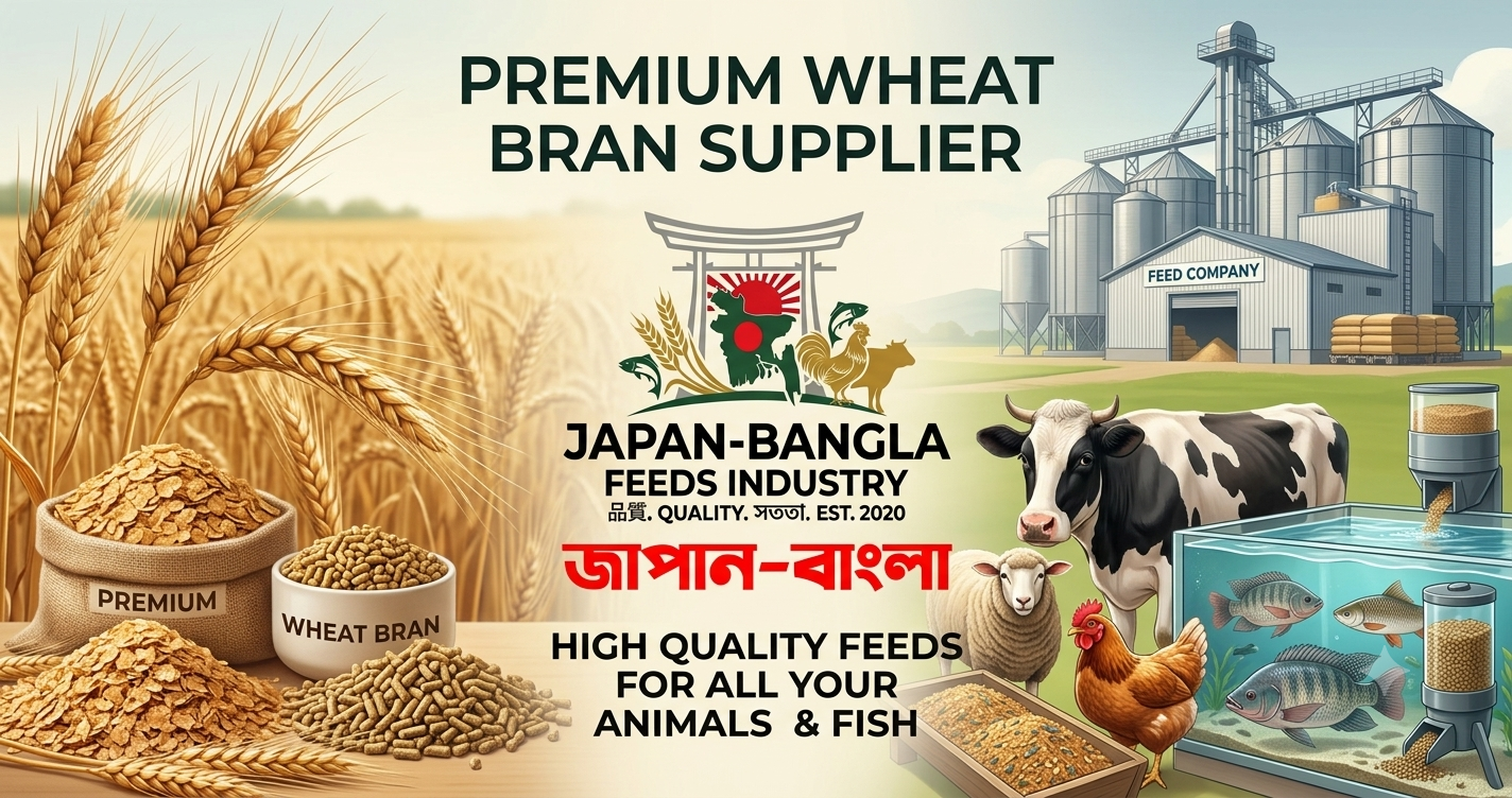 Premium wheat bran supplier Japan-Bangla Feeds Ind. Ltd. delivering quality animal feed ingredients across Bangladesh
