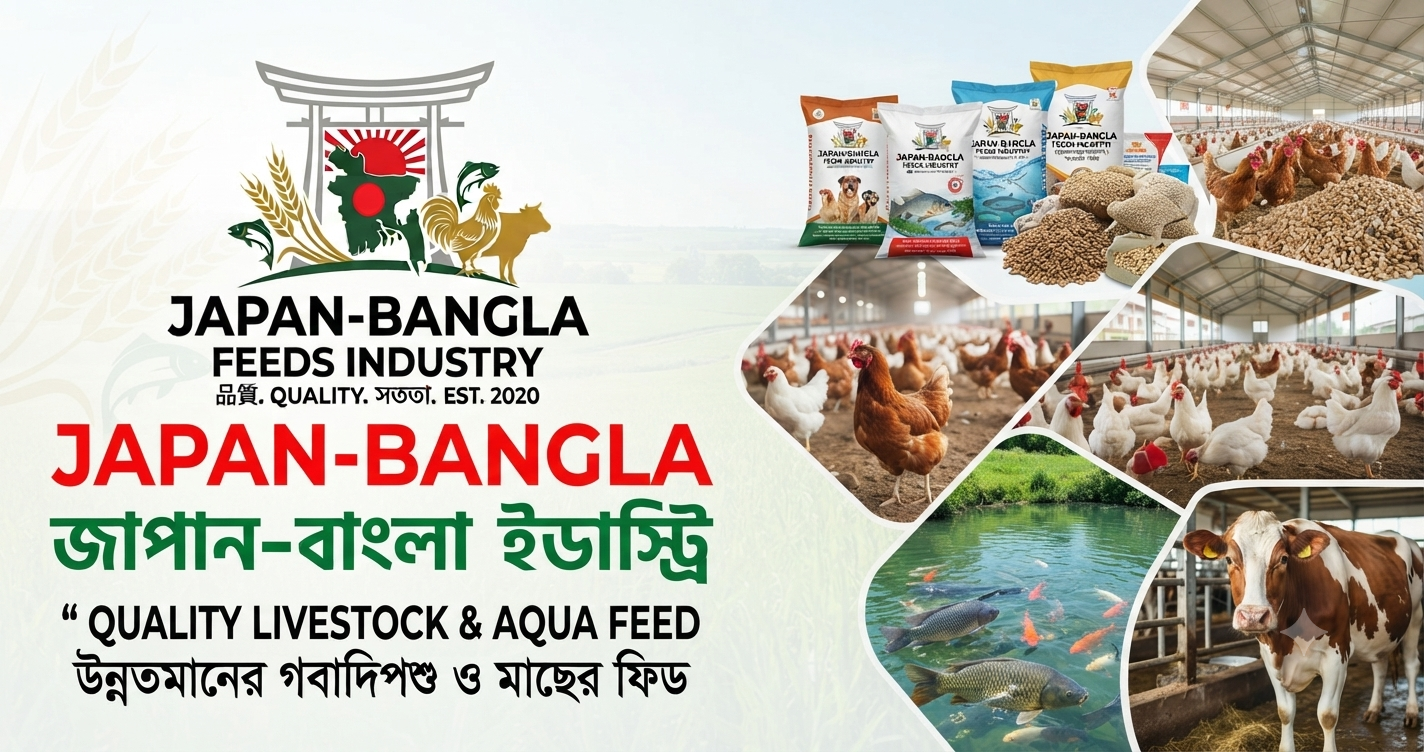 High-quality livestock feed bags from Japan-Bangla Feeds Ind. Ltd. in Bangladesh for poultry, fish, and cattle farming