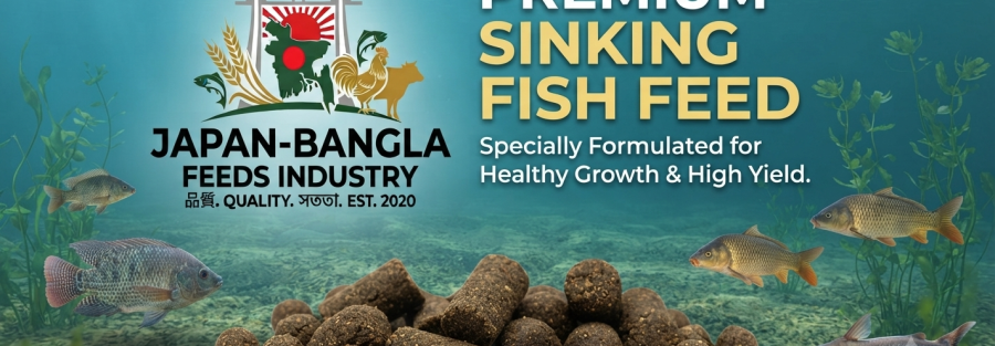 High-quality sinking fish feed pellets from Japan-Bangla Feeds Ind. Ltd., the trusted sinking fish feed supplier in Bangladesh for healthy fish farming.