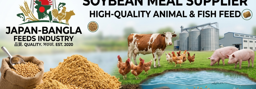 Soybean meal bags from Japan-Bangla Feeds Ind. Ltd., the trusted Soybean Meal Supplier Bangladesh for quality animal nutrition.