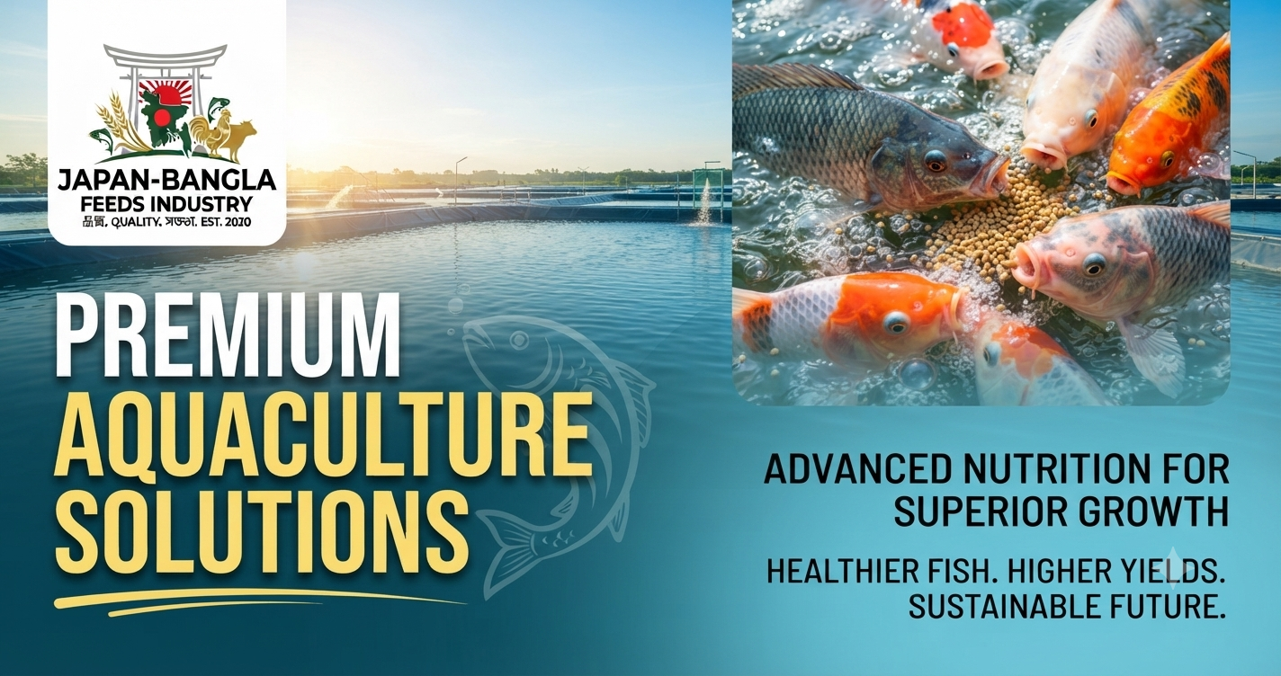 Japan-Bangla Feeds Ind. Ltd. premium fish feed pellets for healthy aquaculture growth in Bangladesh ponds – best fish feed company